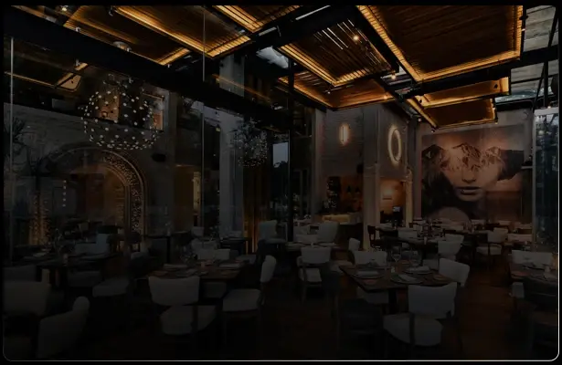 Interior elegante de restaurante en Polanco iluminado