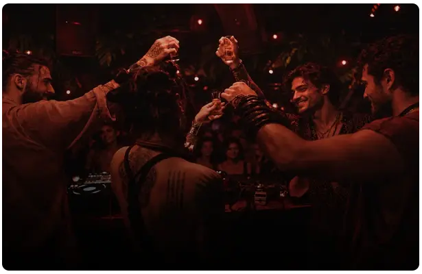 People celebrating at Confessions Nightclub in Tulum