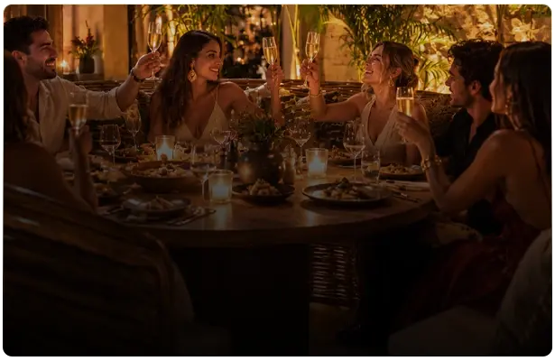 Group of people dining and celebrating at Chambao Restaurant in Polanco