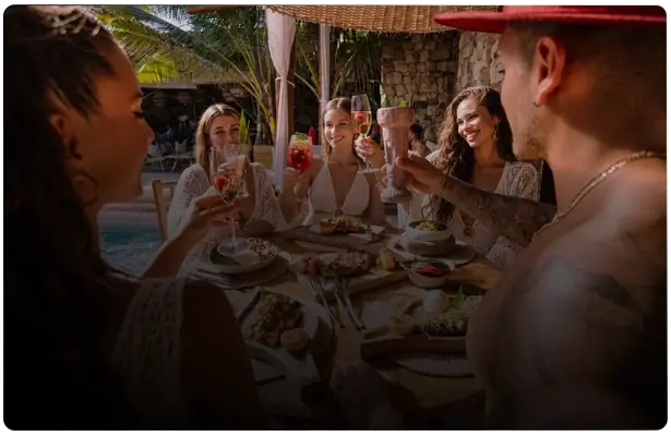People celebrating at Tantra in Tulum